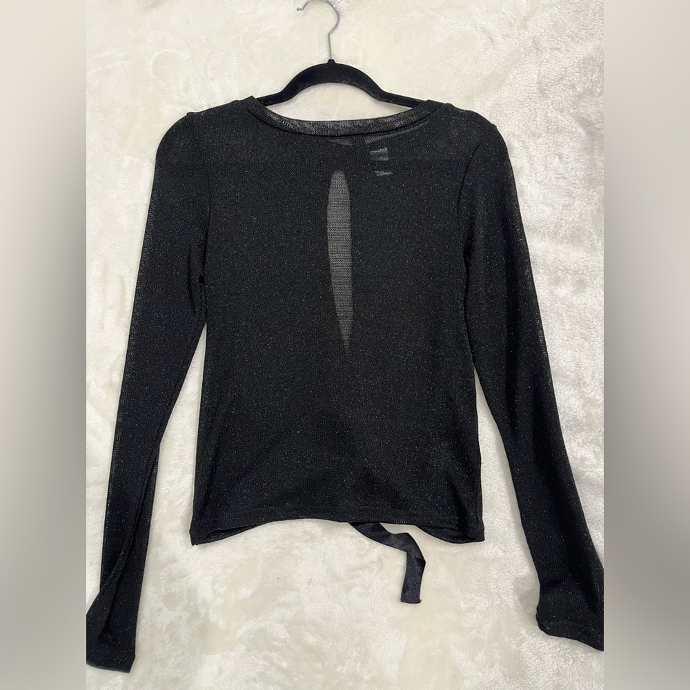 H&M Shimmering Black Long Sleeve Top - Size S